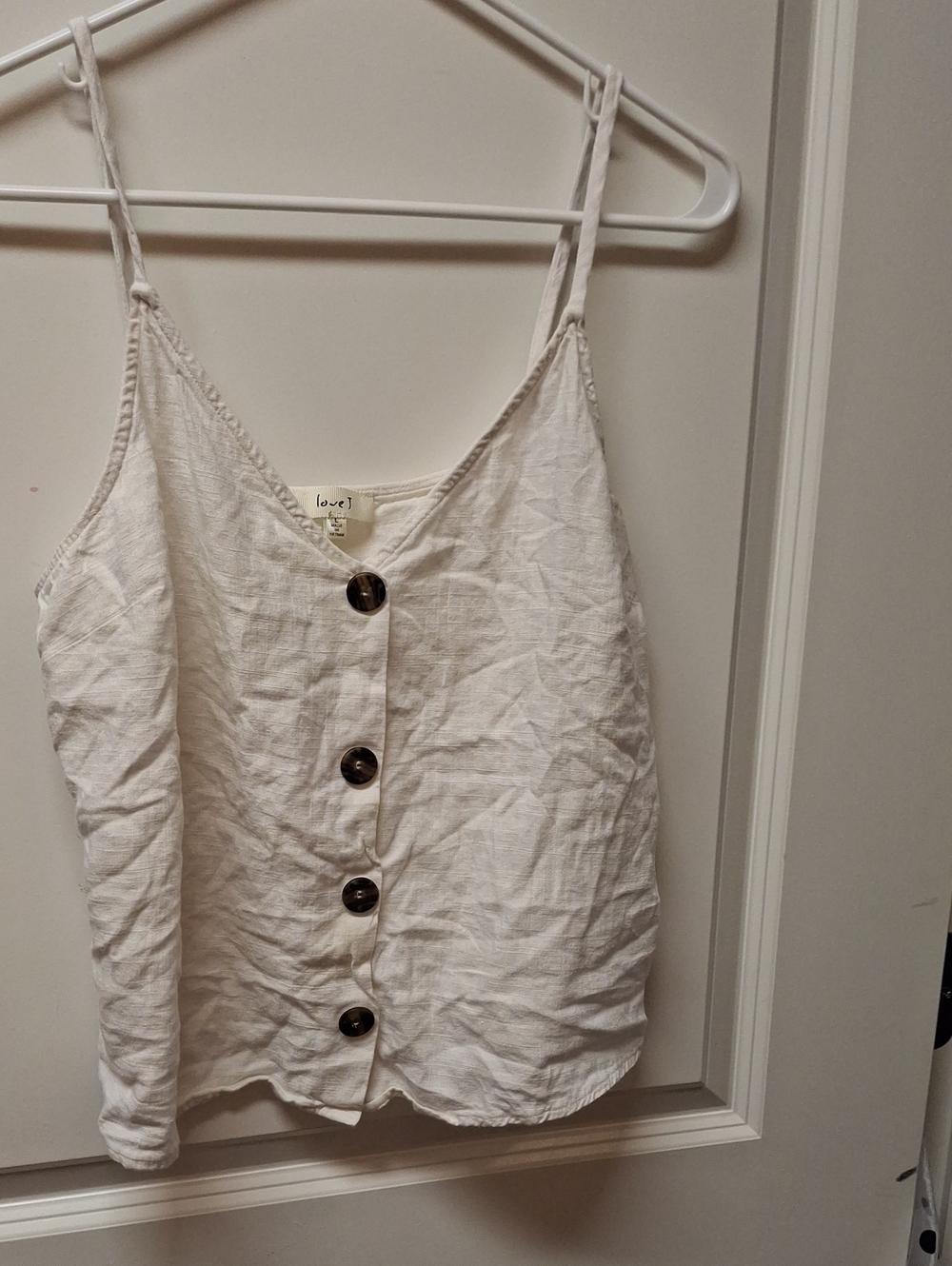 Love Tree Cream Button-Front Spaghetti Strap Cami